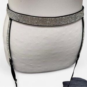 Victoria's Secret Black and Silver Rhinestone Belt